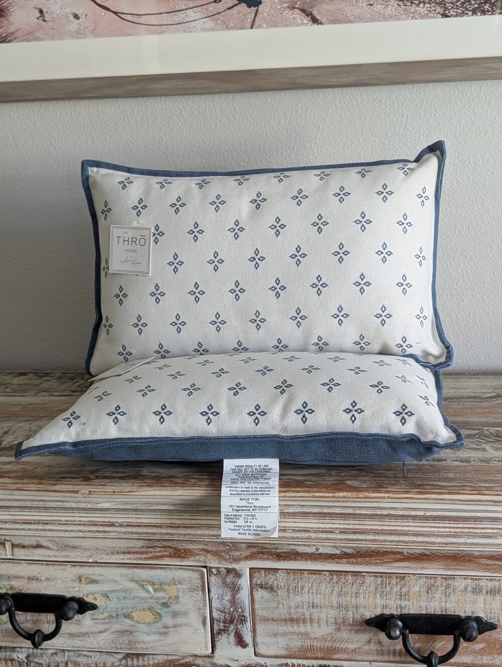 THRO Home by Marlo Lorenz 12x20 Throw Pillows Set of 2 NWT Blue